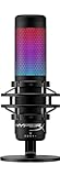HyperX QuadCast S - Micrófono de condensador USB, iluminación RGB, soporte de choque antivibración, cuatro patrones polares, filtro pop, control de ganancia, para PC, PS4, PS5 y Mac, Negro
