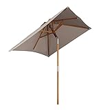 Sekey® sombrilla parasol de madera para terraza jardín playa piscina patio 200 × 150 cm crudo rectángulo protector solar UV50+ Taupe