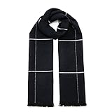 tonten Bufanda de lana australiana clásica de invierno para hombre, bufandas de rayas de punto ligeras a cuadros cálidas con caja de regalo
