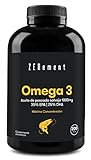 Omega-3 Máxima Concentración, Aceite de pescado salvaje 2000 mg (2 perlas) | 700 mg EPA, 500 mg DHA | + Vitamin E, 200 Perlas | 100% Ingredientes Naturales, Sin conservantes, GMP | Zenement