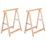 Acan - Pack 2 Caballetes de madera plegables para carpintería, bricolaje, montar tableros, cortar madera, 75 x 73,5 cm