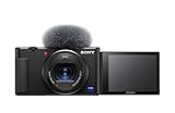 Sony - Cámara vlogging (Eye AF con Seguimiento a Tiempo Real, detección de Fases, prioridad a rostros en Auto Exposición, para Vlogger, Video 4K, Filtro Piel Suave, Micro direccional) Negro