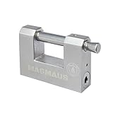 Magmaus® RTL/80, candado exterior resistente con 3 llaves (alta seguridad) (acero inoxidable): ideal para contenedor, caseta, cadena, puerta