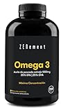Omega 3 2000mg por dosis diaria, Máxima Concentración de DHA 500mg y EPA 700mg, Ácidos Grasos de Alta Potencia | Aceite de pescado salvaje con Vitamina E | 200 cápsulas de Omega-3 | Zenement