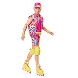 Barbie THE MOVIE - Barbie Ken Look patinador Muñeco con ropa neón y patines, inspiración retro, HRF28