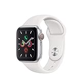 Apple Watch Series 5 (GPS + Cellular, 40 mm) Aluminio en Plata - Correa Deportiva Blanco