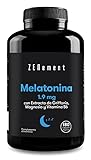 Melatonina 1,9 mg | 180 Cápsulas Veganas, con Extracto de Griffonia, Magnesio y Vitamina B6 | Ayuda con el Insomnio y Trastornos del Sueño | Melatonina Pura | Zenement