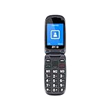 SPC Harmony - Teléfono móvil para Personas Mayores con Tapa, Números y Letras Grandes, Botón SOS, 3 memorias directas, Base de Carga, Negro