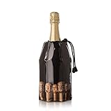 Vacu Vin 3885460-Enfriador, diseño Tapones Enfriador rápido para Botellas de Cava, plástico y Gel, Negro, cm