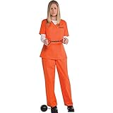 amscan 845522 - Disfraz de prisionero para adultos con uniforme criminal de convicto para Halloween (vestido de Reino Unido, talla 10-14)