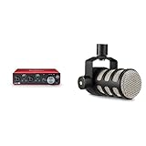 Interfaz de audio USB Scarlett 2i2 3.ª gen. de Focusrite para grabar, componer & RØDE PodMic Micrófono dinámico de calidad de transmisión