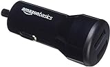 Amazon Basics - Cargador de coche, de 4,8 A / 24 W, 2 puertos USB, para dispositivos Apple y Android, Negro
