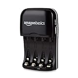 Amazon Basics - Cargador de pilas de Ni-MH AA y AAA con puerto USB, Negro