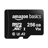 Amazon Basics - MicroSDXC, 256 GB, con Adaptador SD, A2, U3, velocidad de lectura hasta 100 MB/s, Negro
