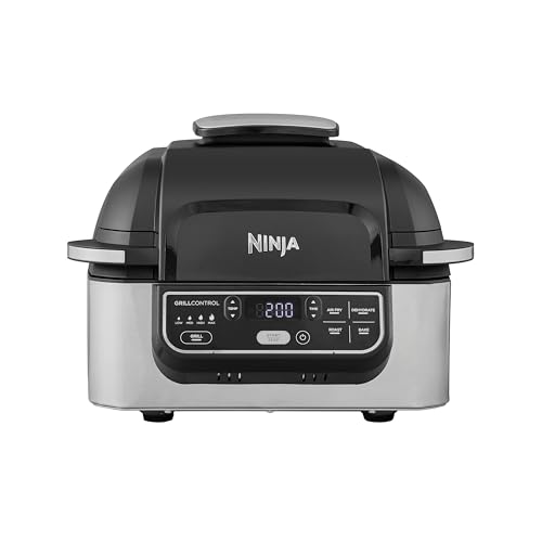 Ninja Foodi grill & luftfritös, 5,7 l, 5 matlagningsfunktioner, luftfritera, grilla, baka, rosta och mer, diskmaskinssäkra delar, svart/silver AG301EU
