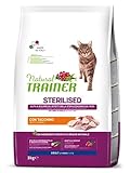 Trainer Alimento natural esterilizado para gatos adultos, alimento seco con fibra de pavo y guisante, 3 kg