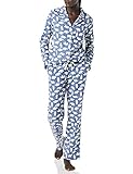 Amazon Essentials Conjunto de Pijama de Franela con Botones en la Parte Delantera y Manga Larga Mujer, Azul Oso Polar, L