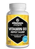 Vitamaze® Vitamina D3 14.000 UI Dosis alta (Dosis de 14 Días), 180 Comprimidos Vegetariano, Vitamin D Pura Suplemento sin Aditivos Innecesarios, Calidad Alemana