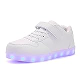 Voovix Kids Low-Top Led Light Up Shoes con Control Remoto Zapatos con Luces para niños y niñas(Blanco,EU31/CN31)