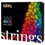 Twinkly Strings – Cadena de Luces LED Controladas por Aplicación con 250 LEDs RGB (16 Millones de Colores). 20 Metros. Cable Negro. Decoración de Iluminación Inteligente para Interiores y Exteriores
