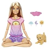 Barbie Bienestar Meditación Muñeca articulada con luces y sonidos relajantes, incluye pijama, mascota y accesorios, juguete +3 años (Mattel HHX64)