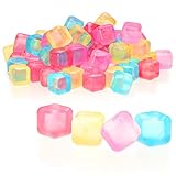 com-four® 72 cubitos de hielo reutilizables en fantásticos colores [la selección varía]: cubitos de hielo para fiestas para enfriar bebidas (72 piezas - Dice V2)