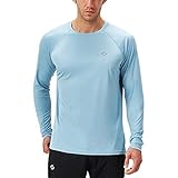 NAVISKIN Camiseta Deportiva Protección UV UPF 50+ Manga Larga Cuello Redondo para Hombre Acampada Senderismo Elástica Térmica Casual Transpirable (Azul Claro, S)