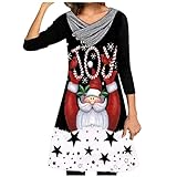 Vestido Mujer Casual De Manga Larga de Fiesta Cóctel con Botón Cuello en V, Navidad Otoño Invierno Elegantes Moda Estampado Navideño Suelta Sudadera Camisetas Falda Largo (#05, M)