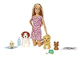 Barbie y su guardería de perritos, muñeca con mascotas y accesorios (Mattel FXH08), Exclusivo en Amazon