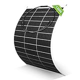 ECO-WORTHY Panel Solar Flexible 130W 12V Placa Solar Flexible Monocristalino Portátil para Barcos, RV, Remolques, Autocaravana, Central Eléctrica, Superficies Irregulares
