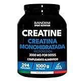 Bandini® Creatina Monohidratada en Polvo 1kg/1000g Pura - Para mejorar el Rendimiento y la Potencia Muscular - A base de Monohidrato de Creatina - Suplemento sin aditivos - 100% vegano