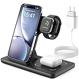 Cargador Inalámbrico 3 en 1, Wireless Charger, Cargador Inalambrico 15W for iPhone 15/14/13/12/11/Pro/Max/Plus/XS/XR/X, 3W for Apple Watch Ultra 8/7/6/5/4/3/2/SE, 5W for AirPods Pro/3/2 LUOATIP