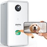 Faroro Cámara para Perros, 1080P Full HD 2.4G WiFi Cámara para Mascotas con Lanzamiento de golosinas, Audio bidireccional, visión Nocturna, Seguimiento de Movimiento y Alarma de Movimiento