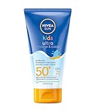 NIVEA SUN Kids Ultra Protege & Cuida FP50+ Crema solar para niños a partir de 3 años (150 ml), protector solar resistente al agua, crema hidratante con protección solar UVA & UBV
