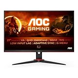 AOC Gaming Q27G2E/BK - Monitor QHD de 27', 155 Hz, 1 ms MPRT, FreeSync Premium (2560x1440, HDMI, DisplayPort) negro/rojo