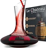 Le Chateau Decantador de vino - Jarra de cristal soplado a mano sin plomo para vino - Gran capacidad (750ml) - Respirador y aireador de vino tinto - Juego de jarra para vino - Regalos y accesorios