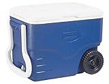 Coleman 40 QT Performance Wheeled Cooler - Nevera con Ruedas, Capacidad de 38 litros, Nevera Portátil y Rígida, Porta Alimentos, Color Azul