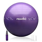 PROIRON Pelota de Pilates 65cm- Fitball Anti-Burst con Patrón de Pose Grueso Pelota de Ejercicio,Yoga, Fitness, incluidos Bomba (púrpura)