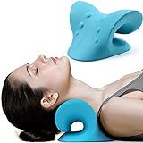 Almohada quiropráctica para relajar y estirar el cuello, hombros y cervicales, dispositivo de tracción cervical para aliviar el dolor cervical y de la mandíbula (azul)…