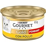 Gourmet Purina Gold Fondant Mousse con Salsa, Comida Húmeda para Gato con Pollo, 24 latas de 85g