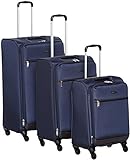 Amazon Basics Juego de maletas blandas giratorias, (53cm, 64cm, 74cm), Azul marino
