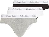 Calvin Klein Hombre Pack de 3 Calzoncillos Hip Briefs Algodón con Stretch, Multicolor (Black/White/Grey Heather), S