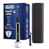 Oral-B Smart 4 Cepillo de Dientes Eléctrico con Mango Recargable, Tecnología Braun, 2 Cabezales de Recambio, Conexión con Bluetooth y Funda de Viaje, 4500N - Negro