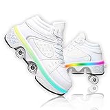 Zapatos con Ruedas para Niños Y Niña Led Luces Zapatos Multiusos 2 En 1 Patines Zapatillas Deportes Al Aire Libre De Deporte con Luces de 6 Colores 