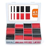 Wirefy Kit 190 Piezas de Tubos Termorretráctiles Impermeables Transparentes - Tubo Termoretractil de Doble Pared 4:1 - Recubierto con Adhesivo - Negro, Rojo