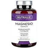 Citrato de Magnesio 1545mg + Magnesio Bisglicinato 600mg - Reduce Cansancio y Fatiga, Alivia Dolor Articulaciones y Músculos - Magnesium Alta Biodisponibilidad |120 Cápsulas Nutralie