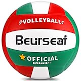 Beurseaf Pelota de Voleibol, Pelota Voleibol, Tacto Suave Voleibol de Playa, Balon Voleibol Oficial Talla 5 para Interior y Exterior, Balon Voley Playa (Rojo/Verde)