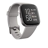 Fitbit Versa 2 Health & Fitness Smartwatch with Voice Control, Sleep Score & Music, One Size, Stone/Mist Grey