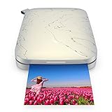HP Sprocket Impresora fotográfica instantánea portátil de 5.8x8.7 cm, Imprima imágenes en papel adhesivo ZINK desde sus dispositivos iOS y Android, Blanco