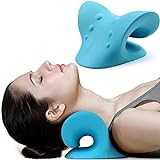 Almohada quiropráctica para relajar y estirar el cuello, hombros y cervicales, dispositivo de tracción cervical para aliviar el dolor cervical y de la mandíbula (azul)